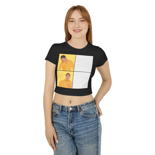 Trendy Women's Baby Tee with Fun Meme Design